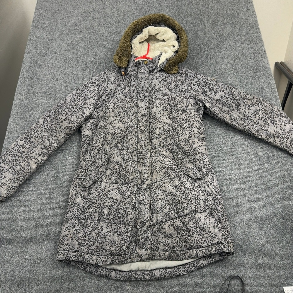 Roxy Jacket Womens XL Grey Polyester DryFlight 5K Floral Hooded Puffer Gorpcore
